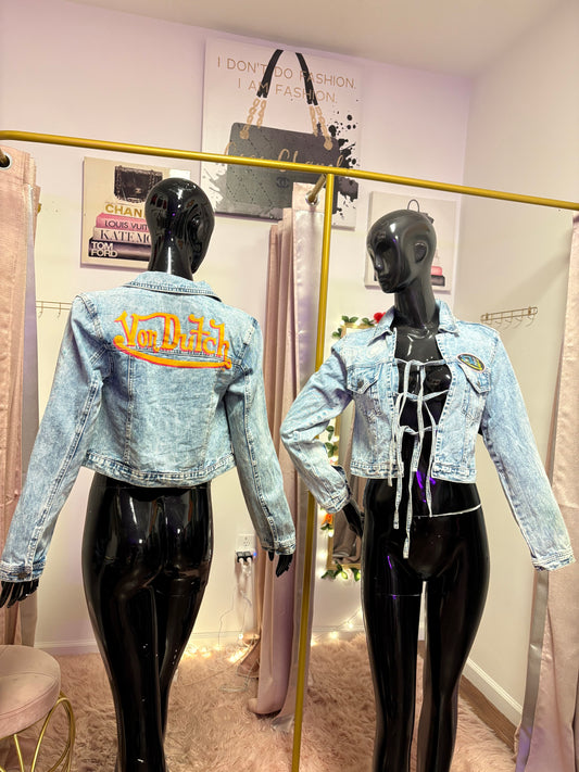 light-wash cropped denim jacket