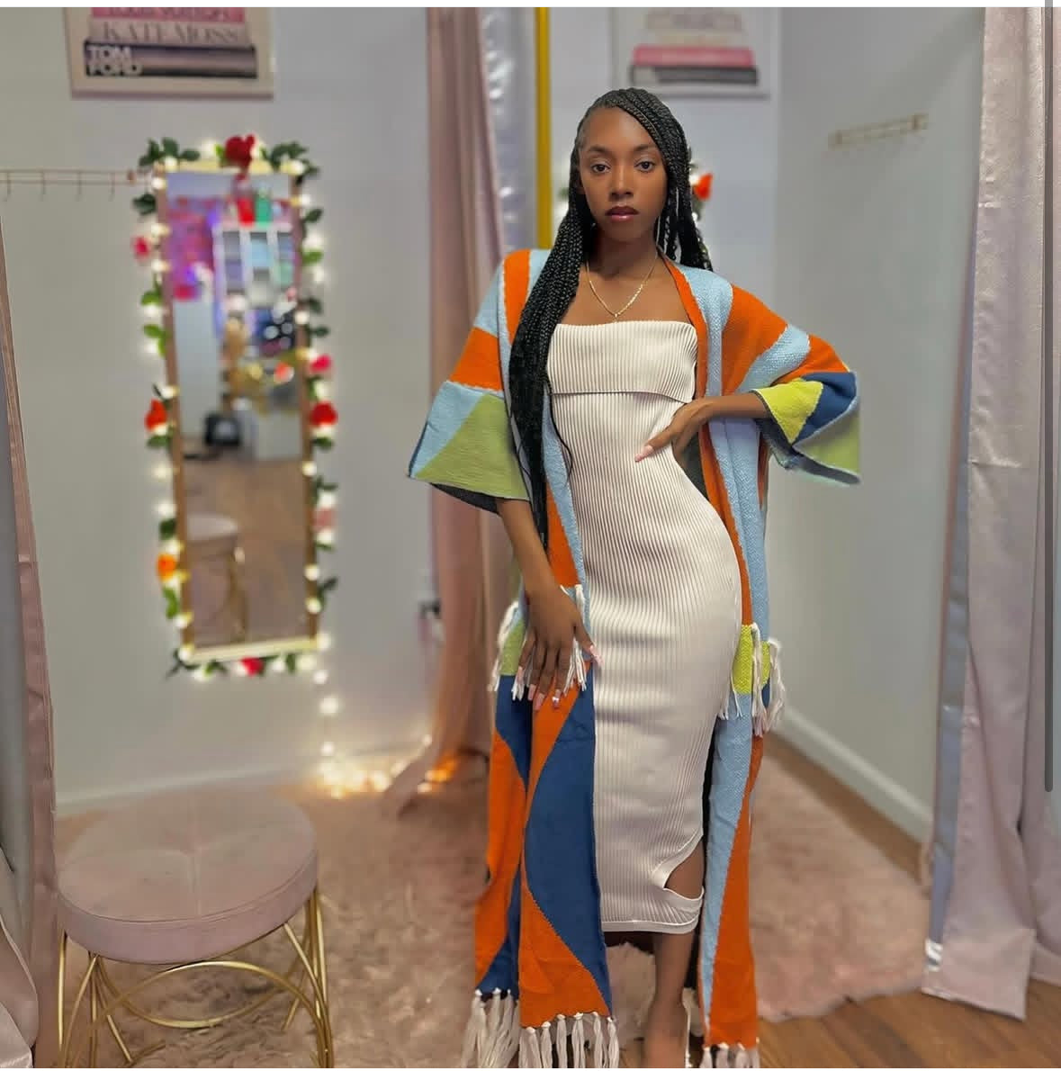 Knit cardigan kimono