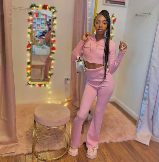 Pink two piece lounge set